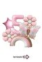 5 Years Old Retro Pink Daisy Rainbow Butterfly Themed Balloon Set Party Decoration