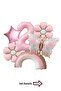 2 Year Old Retro Pink Daisy Rainbow Butterfly Themed Balloon Set Party Decoration