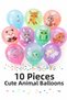 ⭐   10 Fluorescent Colorful Party Balloons with Cute Animal Figures – Children's Birthday Balloon - 4