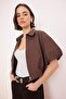 Brown Zippered Balloon Sleeve Slim m Transitional Jacket Twoss26Ce00028 Jacket Twoss26Ce00028 - 3