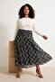 Siyah-Gri Maxi Büzgü/Drape Detaylı Boho/Boho Chic Basklılı Tül Esnek Örme Etek TBBAW26AZ00059 - 3