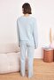 Açık Mavi %100 Pamuklu Puantiye ve Kalpli Örme Pijama Takımı THMAW25PT00039 - 4