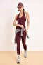 Bordo Dalgıç/Scuba Kumaş Boyundan Bağlama Detaylı Örme Spor Üst/Bluz THMSS26BZ00007 - 4
