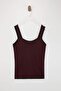 Bordo Çizgi Detaylı Kare Yaka Bodycon İnce Triko Bluz TBBSS24AF00052 - 4