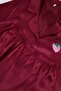 Burgundy Strawberry and Slogan Embroidered Satin Shorts Woven Pajama Set Thmss22Pt0395 - 6
