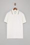 Ekru Regular Jakarlı Kumaş Triko Bant Polo Yaka T-shirt TMNSS26PO00020 - 4