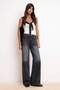 Siyah DÖKÜMLÜ Normal Bel %100 Pamuk Uzun Boy Wide Leg Jeans TWOSS26JE00129 - 2