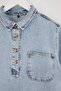 Mavi Cep Detaylı Oversize Mini Büyük Beden Denim Gömlek Elbise TBBSS26AH00162 - 5