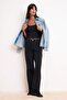 Siyah DÖKÜMLÜ Yüksek Bel MEVSİMLİK %100 Pamuk Uzun Boy Wide Leg Jeans TWOSS26JE00127 - 2