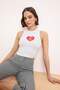 Ecru Heart Fitted/Halter Neck Sleeveless Cotton Stretch Knitted Undershirt Twoss26Al00060 - 2