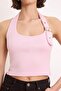Pembe Boyundan Bağlamalı Kemer Detaylı Fitted/Vücuda Oturan Örme Bluz TWOSS24BZ00580 - 3