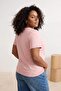 Bordo Pembe 2'li Paket Basic V Yaka %100 Pamuk Örme Büyük Beden T-Shirt TBBSS22TS0705 - 4