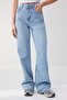 Trendyolmilla Wardrope Essentials Açık Mavi DÖKÜMLÜ Yüksek Bel Wide Leg Jeans TWOSS26JE00128 - 3