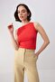 Wardrobe Essentials-Kırmızı Fitted/Vücuda Oturan Kolsuz Pamuk Ribana Örme Atlet TWOSS26AL00043