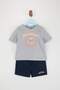 Gray Slogan Knitted Bottom - Top Set Tkdss25Au00028 - 2