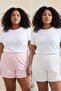 Çok Renkli Çiçekli 2li Paket Kaşkorse Pamuklu Büyük Beden Pijama Altı TBBSS26IA00013 - 2