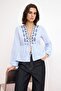 Blue Striped Embroidered Sectional Shirt Twoss26Go00098