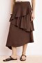 Brown Asymmetric Viscose Midi Layered Skirt Twoss26Et00056 - 5