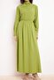Khaki Linen-Cotton Blended Elastic Waist Maxi Woven Hijab Dress Tctss26Eb00091 - 3