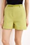 Oil Green Belted Linen Look Short Shorts & Bermuda Twoss26Sr00037 - 3