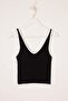 Siyah Crop V Yaka Renk Bloklu İnce Triko Bluz TWOSS25BZ00299 - 6