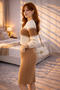 Women's Brown Sweater and Pocket Detailed Skirt Two-Piece Knitwear Set - 4