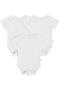 3-Piece Plain Short Sleeve Snap Fastener Bodysuit - White