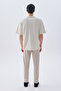 Men's Stone Color Textured Comfort Fit Crew Neck T-Shirt - 2