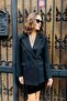 Women's Oversize Sporty and Stylish Single Button Jacket Black - 4