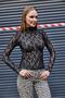 Women's Mock Neck Sheer Long Sleeve Lace Blouse - 2