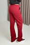 Women's elastic waist and leg 3-thread sweatpants red - 3
