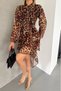 women's skirt layered leopard print chiffon dress NBKKLF2036 - 5