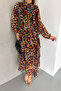 women's skirt layered leopard print chiffon dress NBKKLF2036 - 4