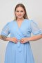 Women's Baby Blue Double Breasted Collar Plus Size Chiffon Dress Nb8062 - 6