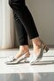 Feral Bow Silver (4 cm Heel Height) Pointed Toe Heeled Ballerina Shoes - 4