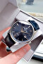 Exclusive Full Function Men's Wristwatch Navy Blue Color Leather Band Dker2051C3