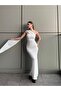 Women's Shawl Detailed Slit Maxi Dress - 3