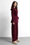 Women's Loose Button-Hem Blouse and Pants Set - 2