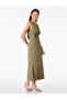 Crew Neck Sleeveless Slim Fit Slit Dress with Knot Detail - 2