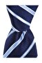 Navy Blue White Blue Striped 7.5 cm Wide Silk Tie - 5