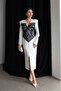 Lace Detailed Padded Slit Design Premium Midi Dress - 4