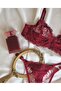 Lace Underwire Women's Burgundy Bra Set Lingerie Set Bralet Set Plus Size Option C Cup B Cup C Cup - 5