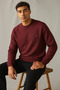 Men's Winter Thick Basic Loose Burgundy Sweater - 4