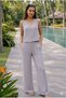 Women's Buttoned Vest Pants Suit