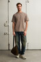 Solo Men's 100% Organic Cotton Lu Thick-Textured Comfort Fit Crew Neck Mink T-Shirt - 3
