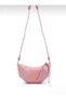 Croissant Model Women's Shoulder Bag with Wrinkled Leather Detail, Powder - 5
