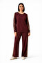 Crew Neck Leopard Paneled Flexible Pocket Modal Suit
