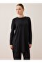 Viscose Fabric Crew Neck Tunic - Black -