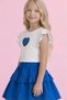 Girl's Set Cotton Heart Patterned T-Shirt and Wrinkled Fabric Skirt 2-5 Years Old - 2