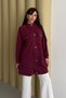 Hakim Collar Snap Fastener Pocket Detailed Modal Hijab Tunic 1191 Claret Red - Premium Series - 7
